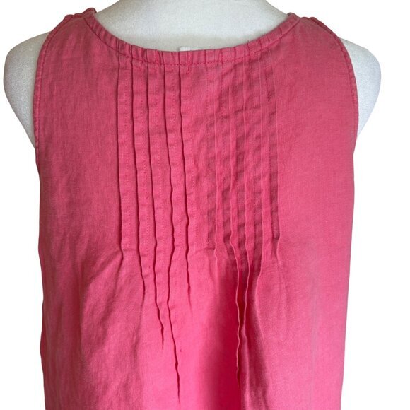 Garnet Hill Linen Dress Size 4 100% Linen Pink Pleated Sheath Sleeveless - Picture 7 of 8